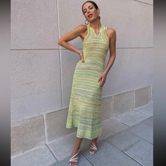 Zara Crochet Dress size small NWT Maxi rainbow Multicolored blogger favorite - Picture 7 of 16